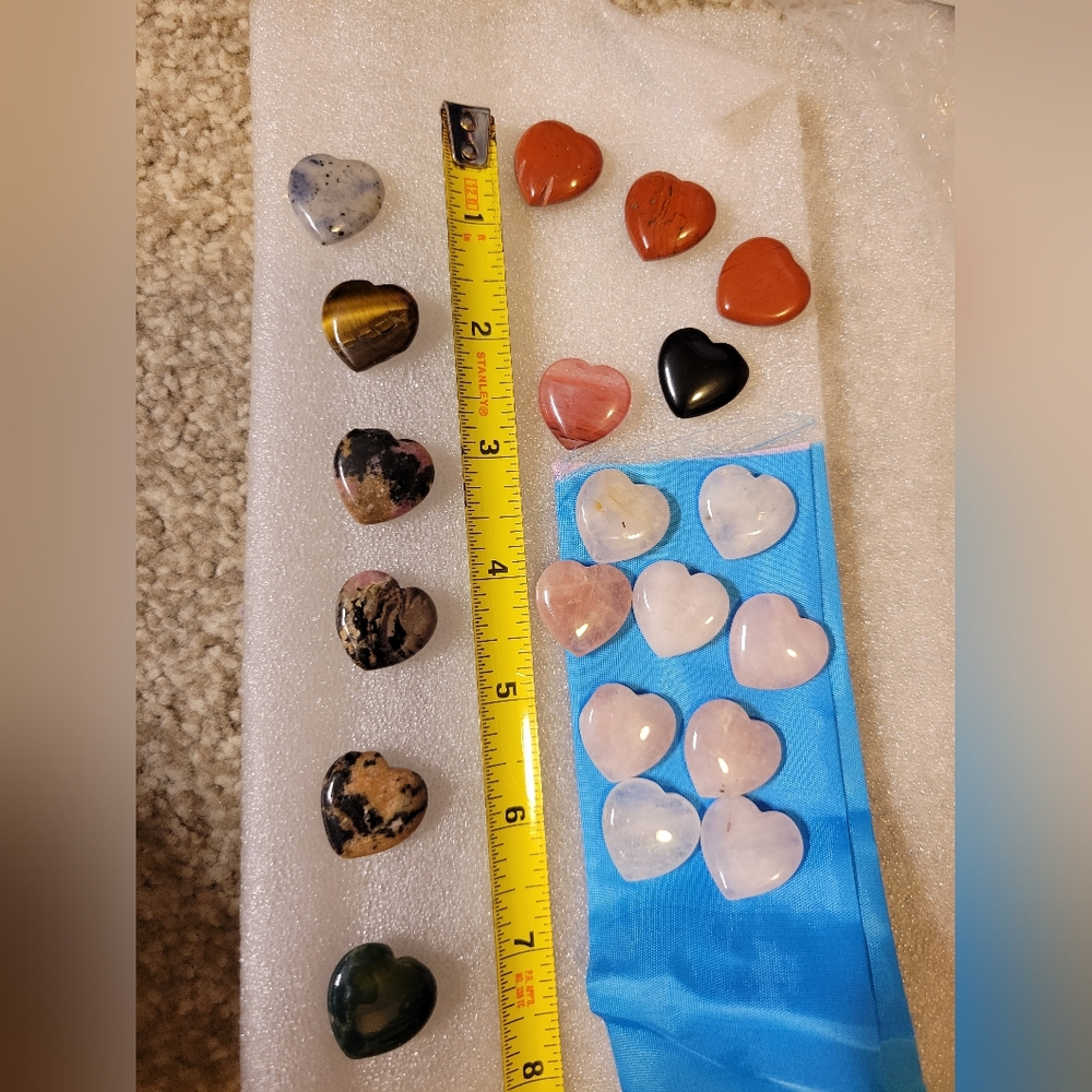 Natural Stones Assorted Imperfect Heart-Shaped Rose Quartz Tigers Eye And More
